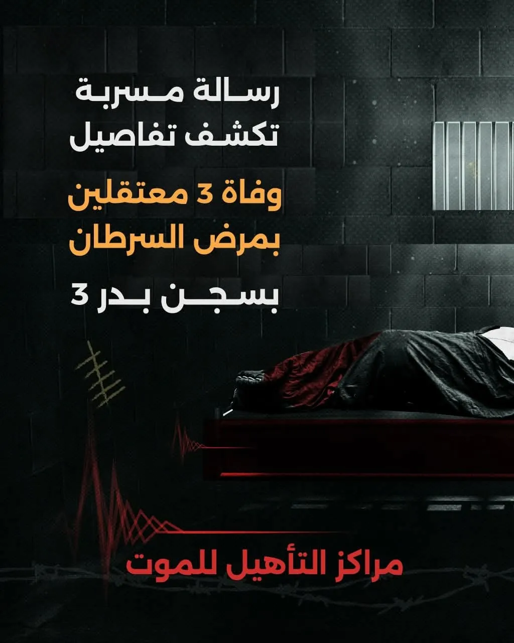 رسالة مسربة من سجن بدر 3 تكشف عن تفاصيل وفاة 3 معتقلين بمرض السرطان!